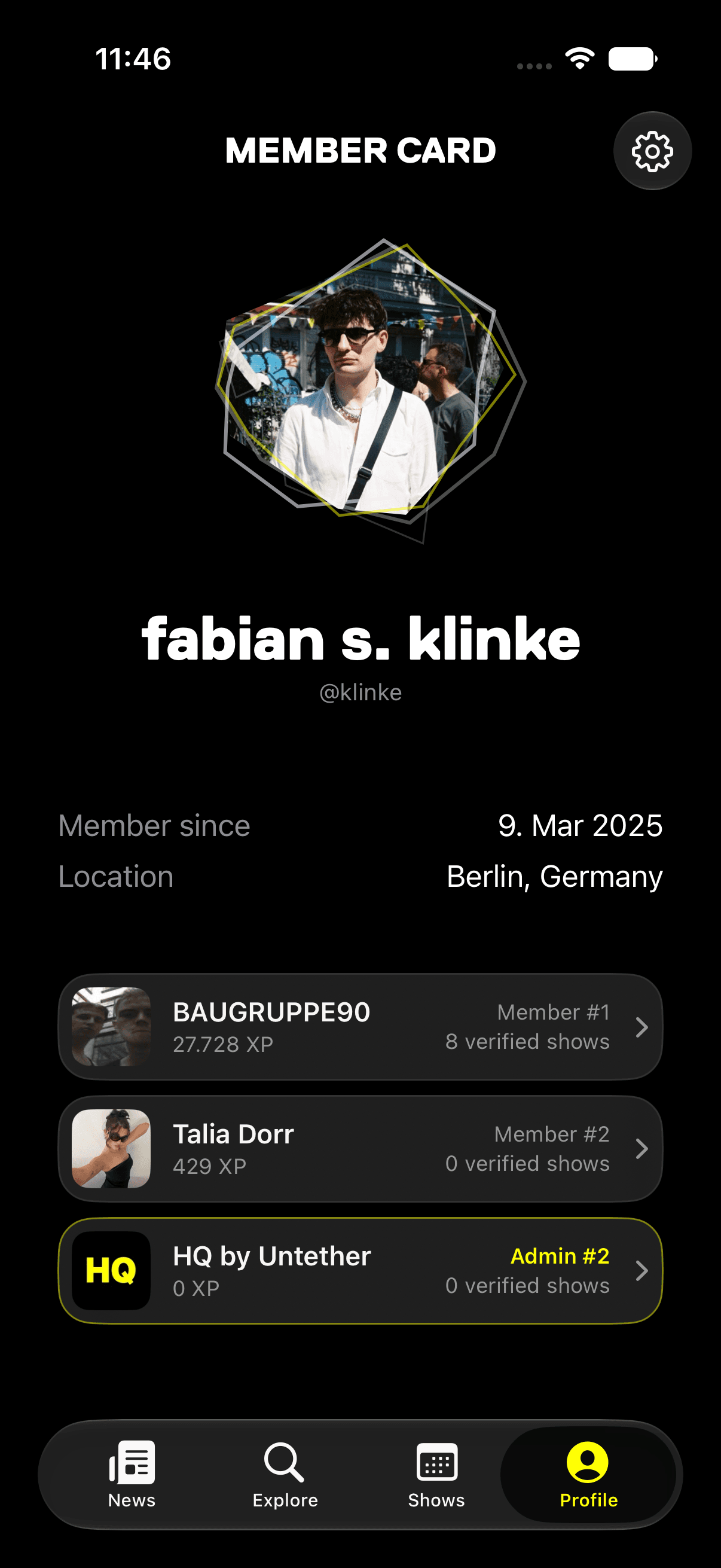 HQ member card and XP
